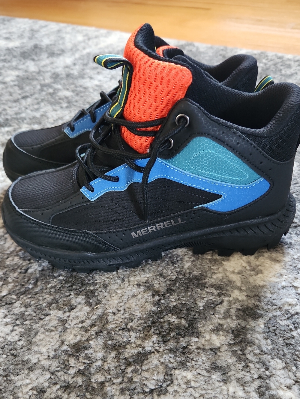 Merrell Kids Black, Blue and Orange Trail Boots